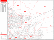 North Las Vegas Wall Map Red Line Style